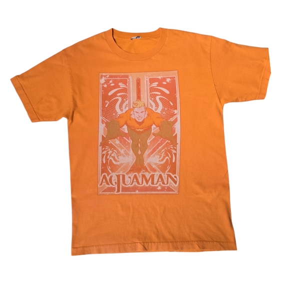 Aquaman Orange Cotton Crewneck Tshirt Mens Small/Medium SEE MEASUREMENTS - Picture 1 of 2